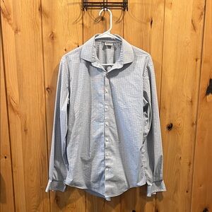 Kenneth Cole Reaction Slim Fight Light Blue Checkered Dress Shirt - 15.5, 34/45
